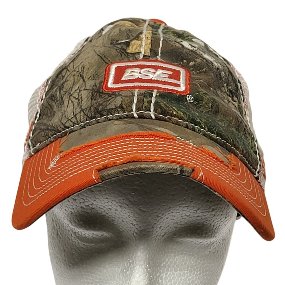 Border‎ States BSE Camo Trucker Hat Orange Mesh Distressed Camouflage Cap